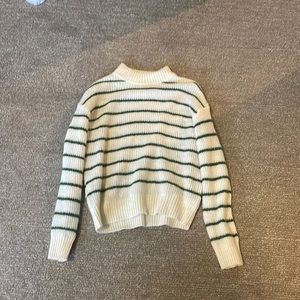 Mango Green and cream knit sweater